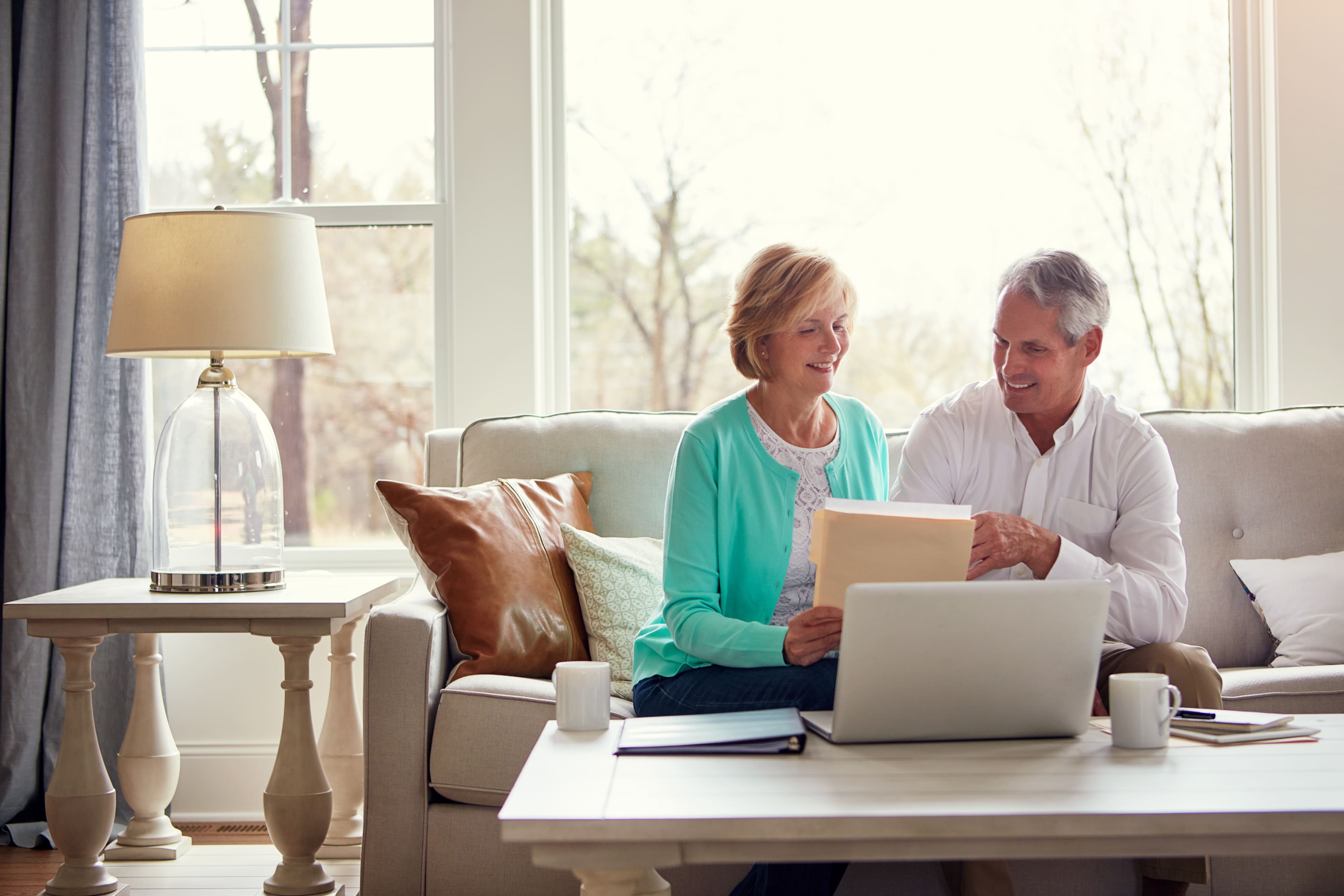 A couple reviewing their retirement plans together