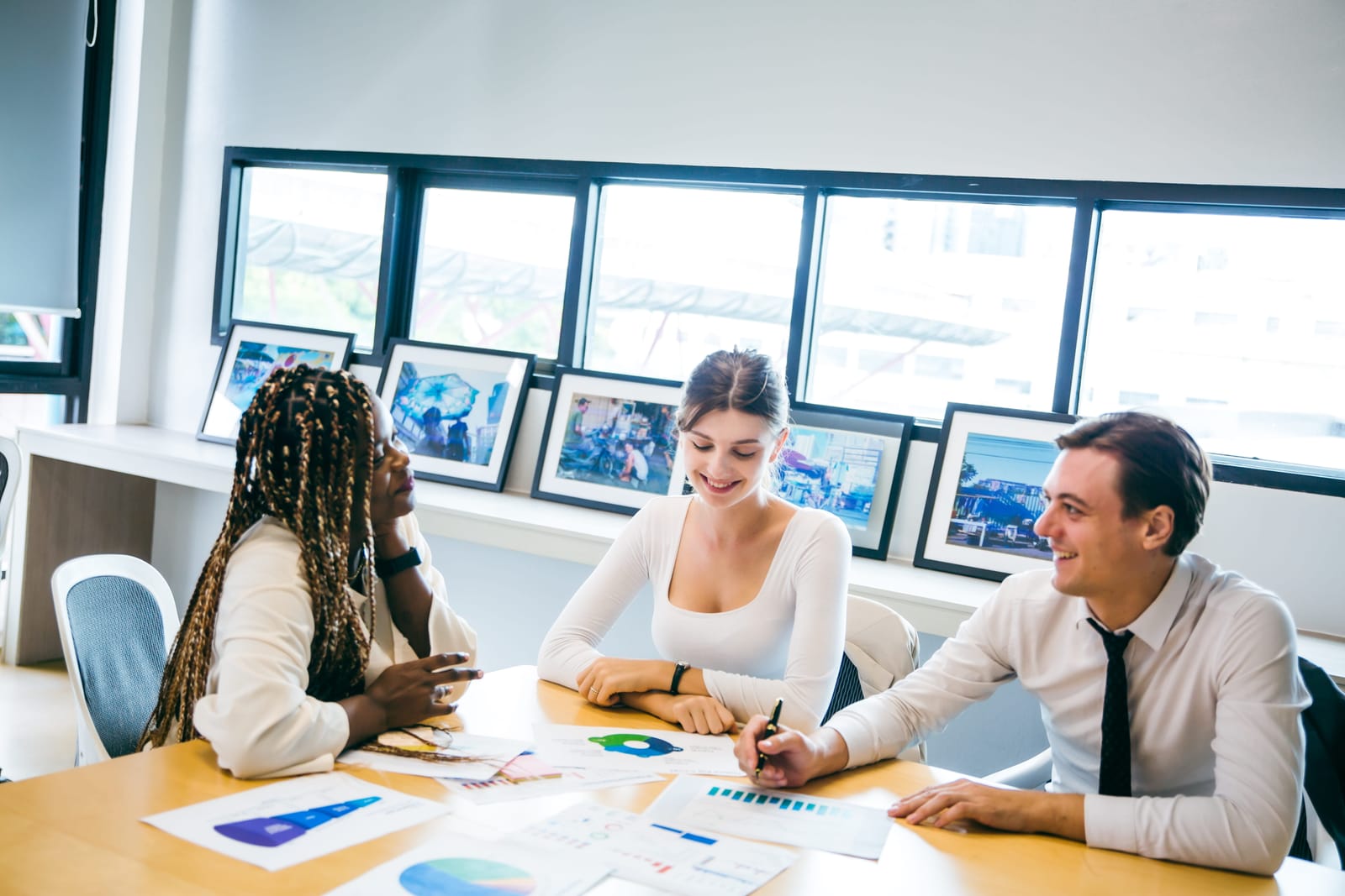 Colleagues meeting in an office